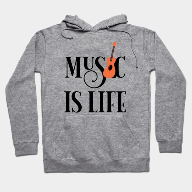 Music is life guitar Hoodie by Polynesian Vibes